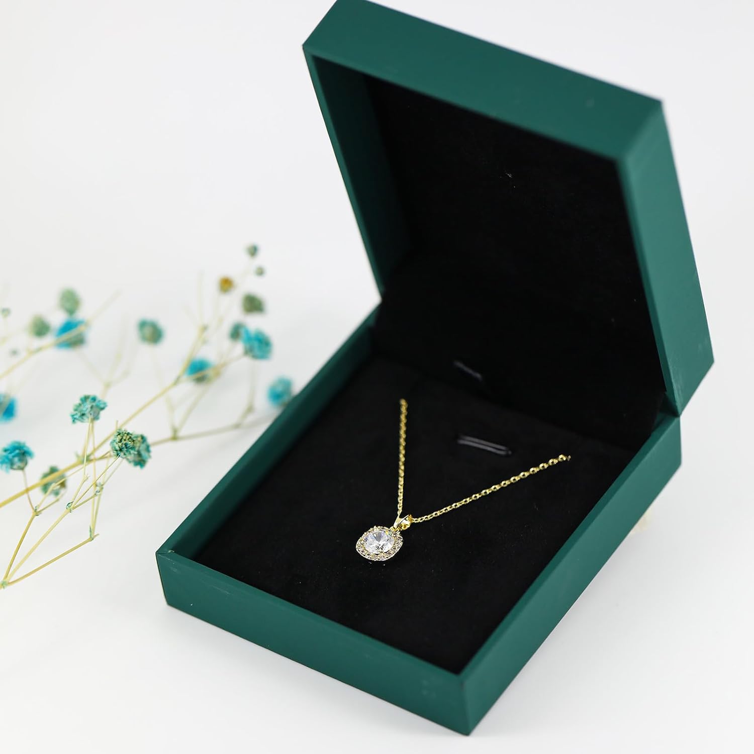 Gold Plated Elegant Hypoallergenic CZ Pendant Necklace for Women with Princess Cut Zirconia - Image 3