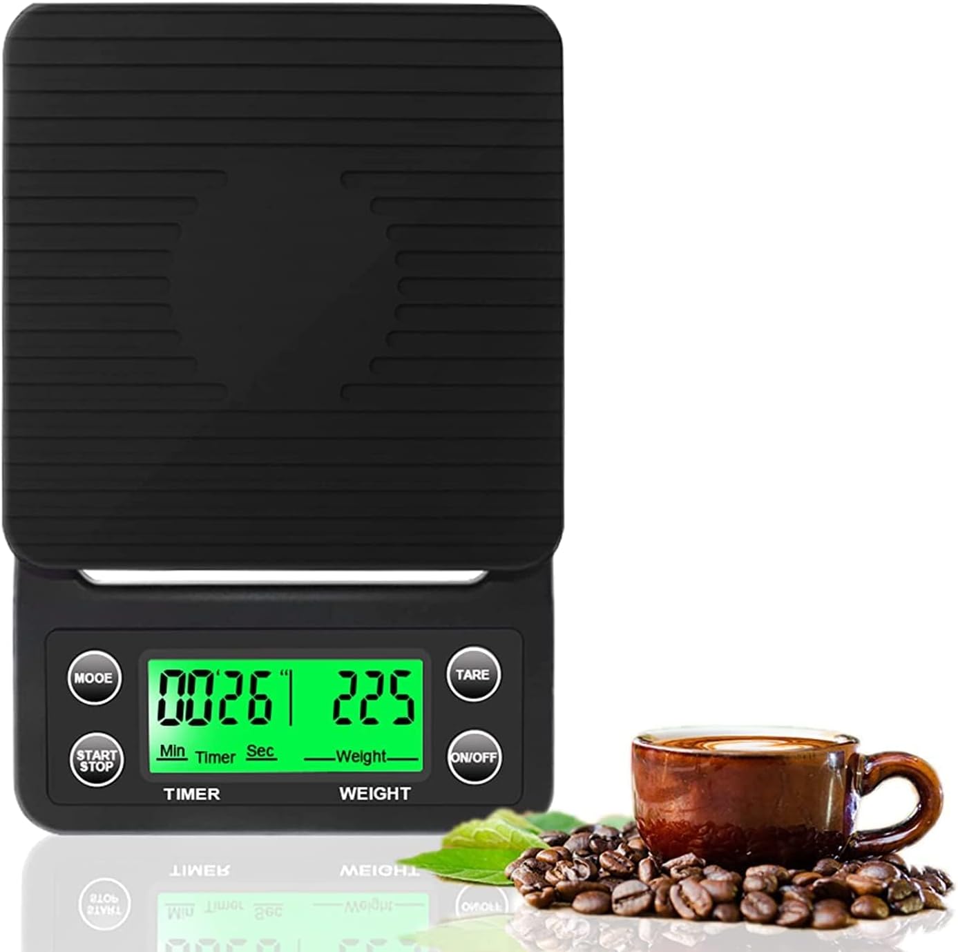 AMBERJACK Electronic Coffee Drip Scale Accurate Electric Kitchen Scale with Large Clear LCD Display Coffee Scale with Timer and Tare Function Drip Espresso Scale Food Scales (3kg/0.1g)