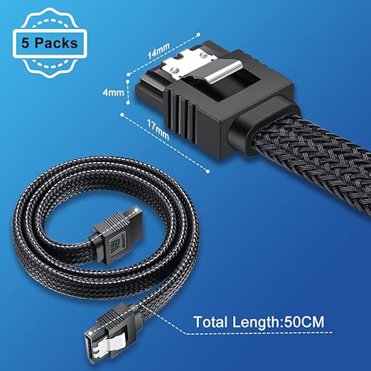 Cable SATA III 20 Pulgadas 5 Unidades Trenzado Negro miniatura 6