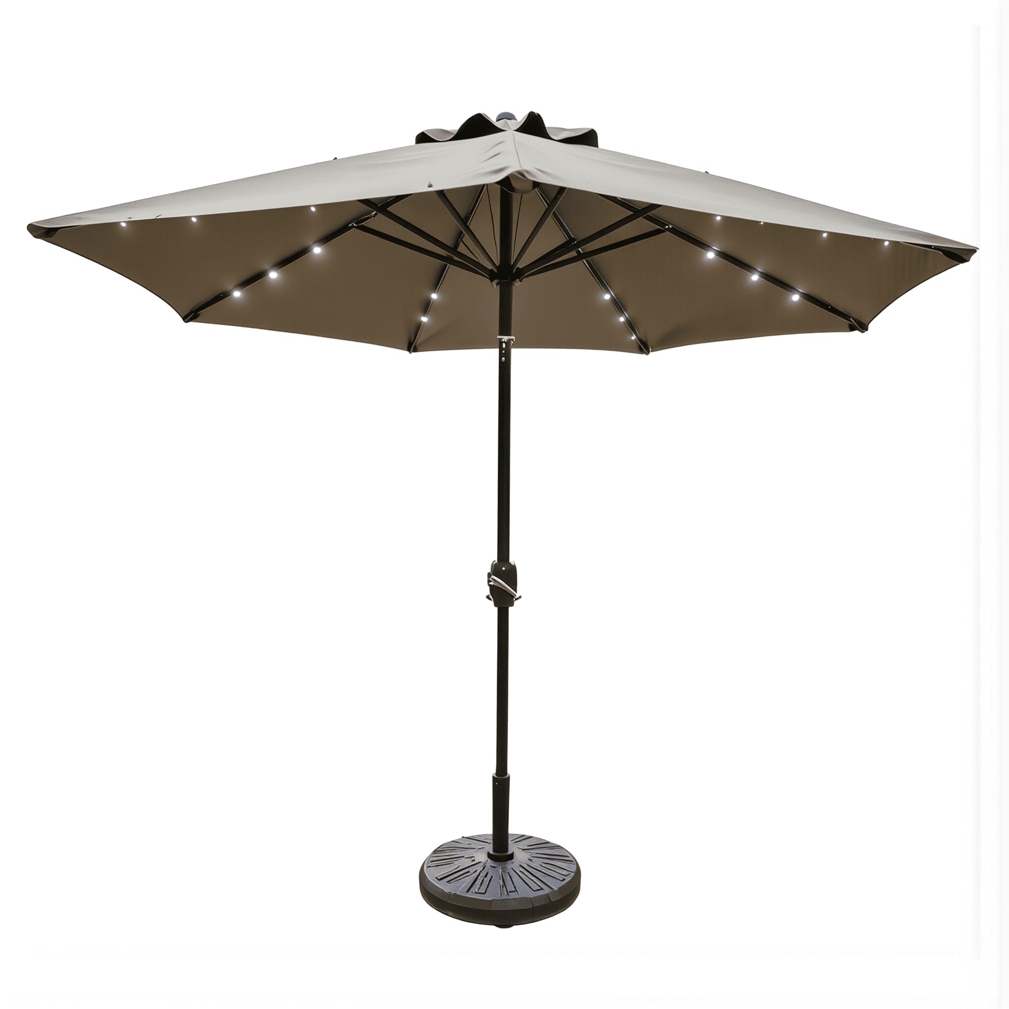Ombrellone da Giardino BALì 3 Metri Inclinabile con Luci LED Solari Integrate – Protezione UV80+ – Apertura a Manovella Push-Button – Struttura Acciaio Verniciato – Parasole Terrazzo Piscina Dehors