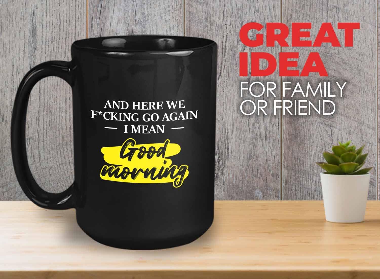 Bubble Hugs Coworker Coffee Mug 15oz Black - Here We Go Again - Funny Adult Mug Funny Adult Coffee Cups Coworker Birthday Colleague Assistant Colleagues Friends