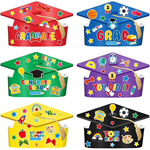 30 Pcs Kindergarten Grad Hats And 10 Sheets Grad Stickers 2023 Graduation Party Paper Crowns Preschool Graduation Caps For Kids Kindergarten Graduation Party Supplies Favors Congrats Grad Decor #TOP15