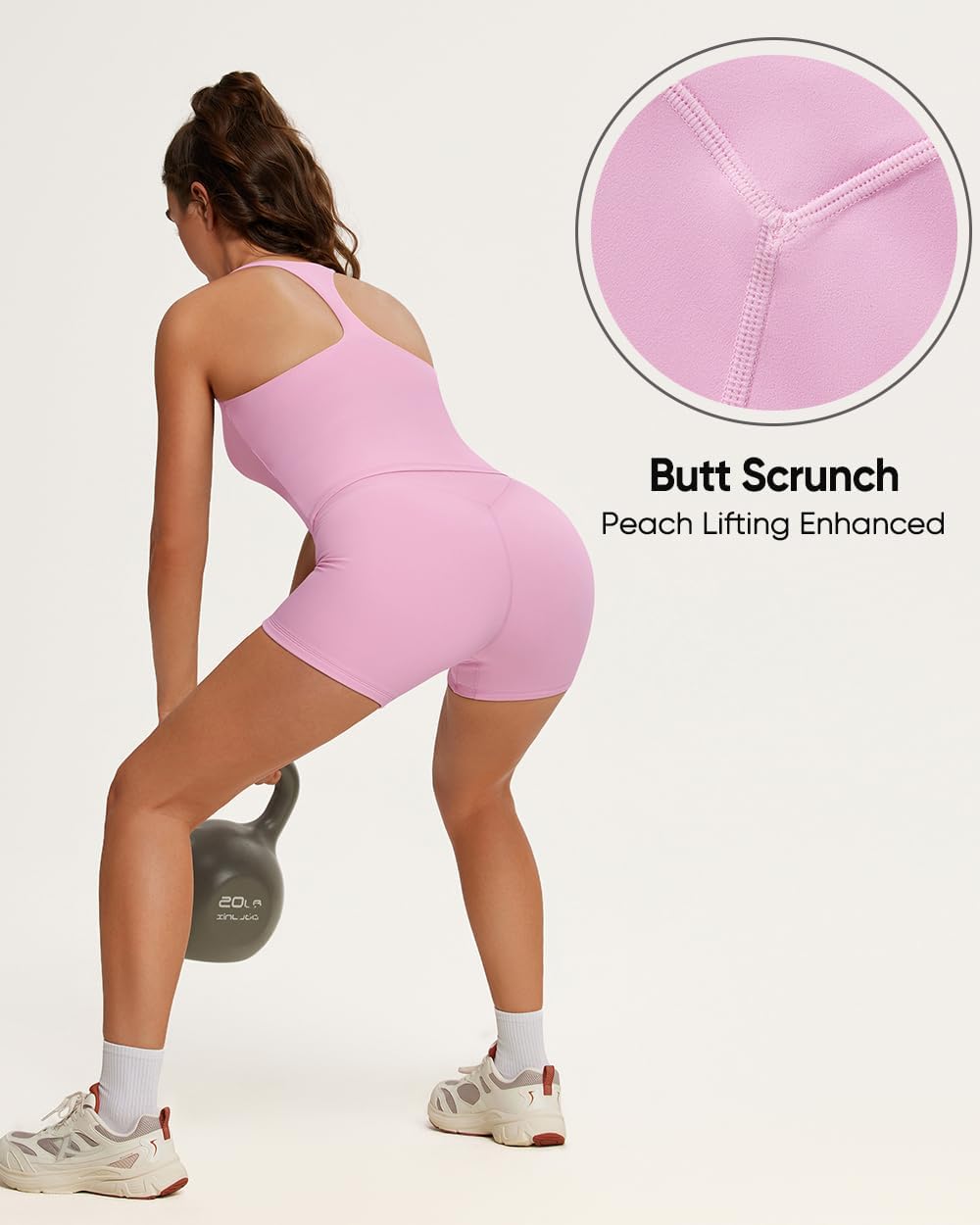 OMKAGI Workout Sets for Women Cute Square Neck Tank Tops Booty Biker Shorts Outfits - Image 4