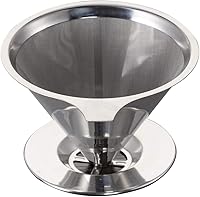 Vista 9 de Filtro de café de acero inoxidable sin papel Reutilizable Lento Goteo Metal Cono Café té infusión (sin base)