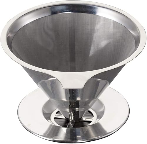 Miniatura 9 de Filtro de café de acero inoxidable sin papel Reutilizable Lento Goteo Metal Cono Café té infusión (sin base)