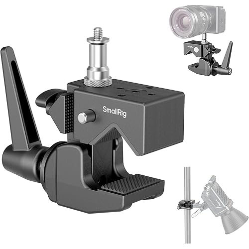 SmallRig Super Clamp Kit, Heavy Duty Max Load 33lb /15kg, with a 1/4"-20 & a 3/8"-16 Top Screw on a 5/8" Stud, for Photography Studio Video Camera Lighting, for Round Pipe and Flat Surface