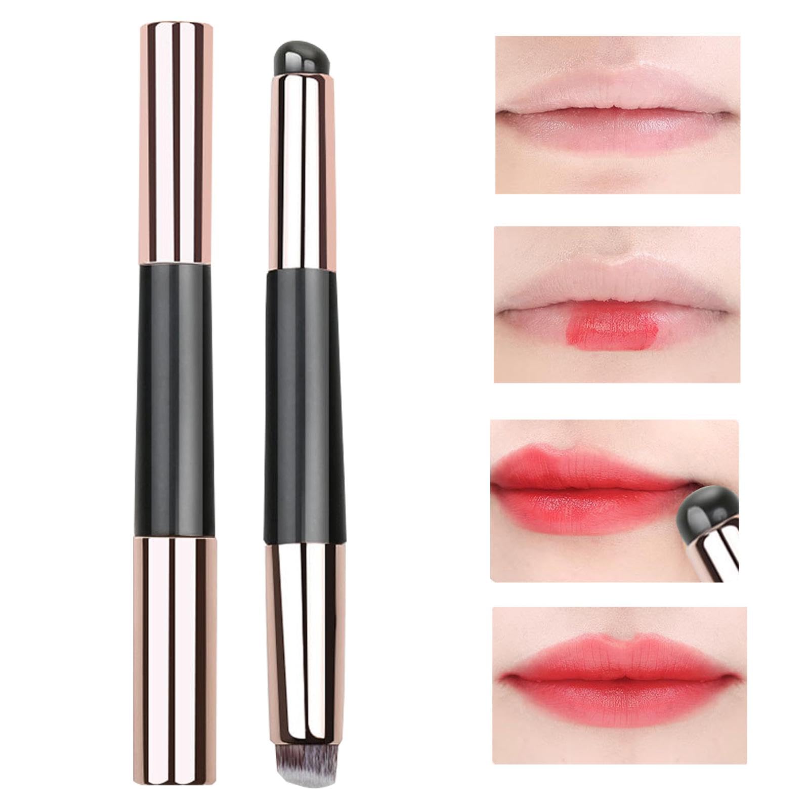 Pennello per trucco in silicone, applicatore per rossetto - Pennello per olio labbra portatile testa tonda | Pennello multiuso per olio labbra in silicone con coperchio, applicatore per trucco dop