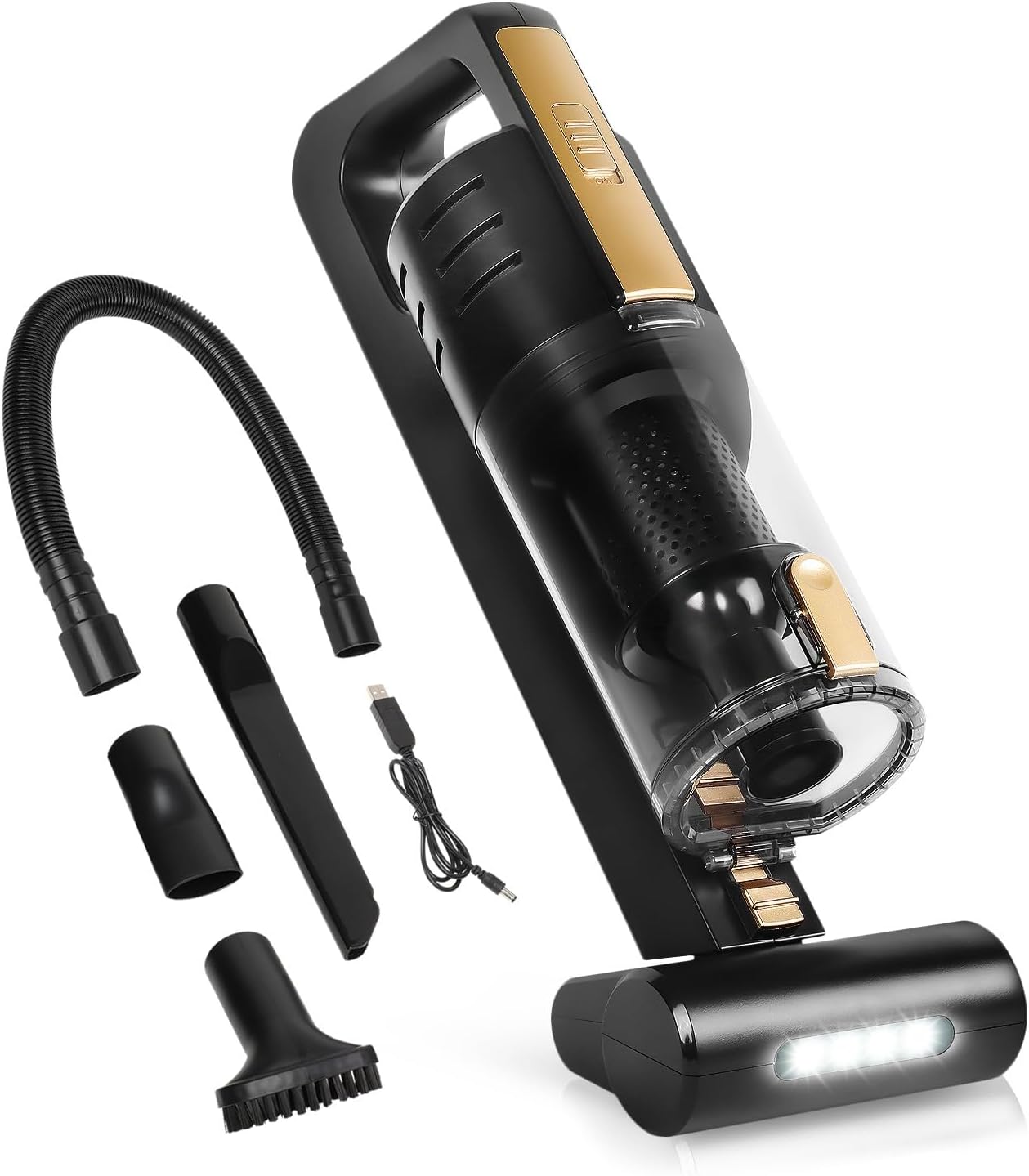 Auto Dynasty Car Vacuum Portable Mini Handheld Vacuum Cleaner 4500PA Powerful High-Suction Motorized Brush with LED Light, Red