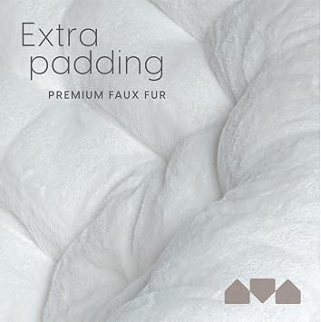 Milliard Cozy Chair/Faux Fur Saucer Chair for Bedroom/X-Large (White + Footrest)