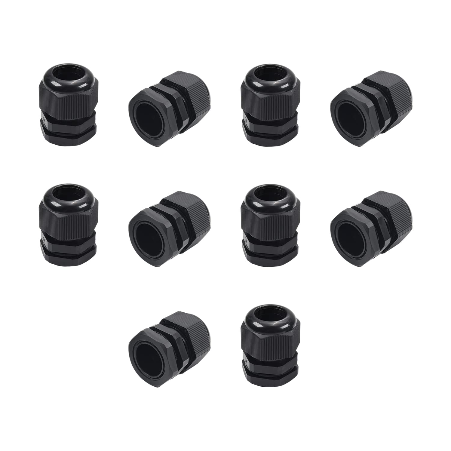 Heyiarbeit 12Pcs M25 Cable Gland 9-17mm Adjustable Waterproof Plastic Cable Connectors Joints Nylon Wire Protectors Black