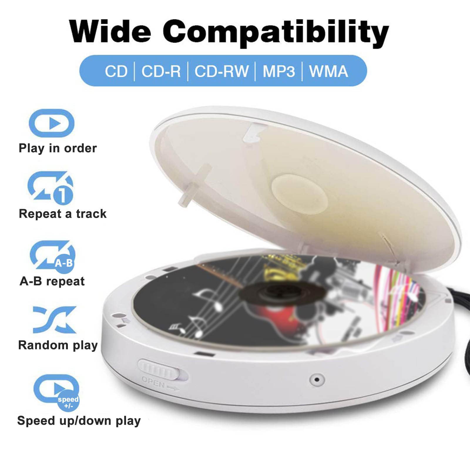 Lettore CD Bluetooth Portatile, Lettore CD Bluetooth Portatile Ricaricabile, Boombox Audio Domestico con Altoparlante Stereo e Display LCD, Lettore CD Musicale Compatto Ricaricabile per Auto/Viaggio