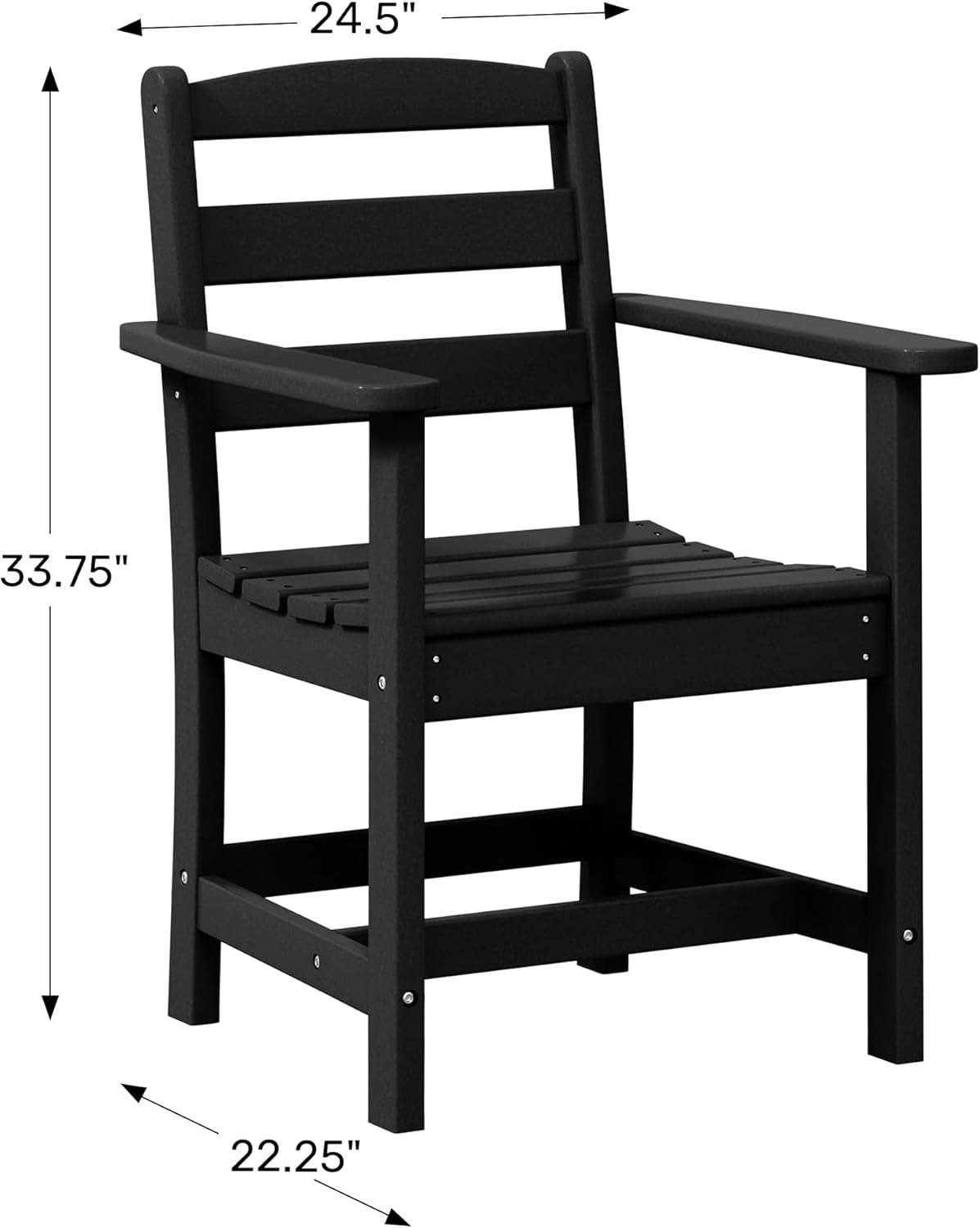 WestinTrends Ashore Outdoor HDPE Patio Classic Dining Arm Chair, Black