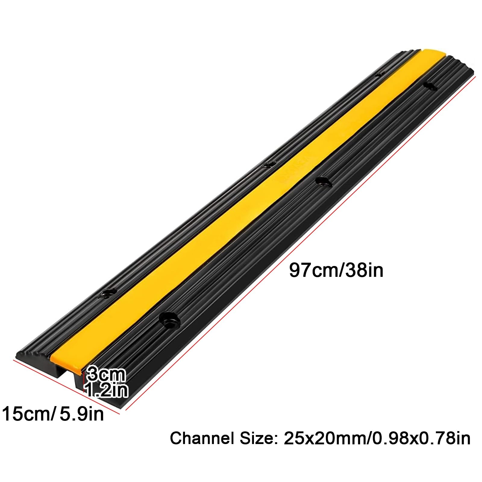Pasacables de Suelo para Proteger Las Cables Protector, Protección de Piso de Riel de Cable y Manguera de Un Solo Canal Resistente, 97 X 15 X 3 cm, para Uso en Interiores y Exteriores