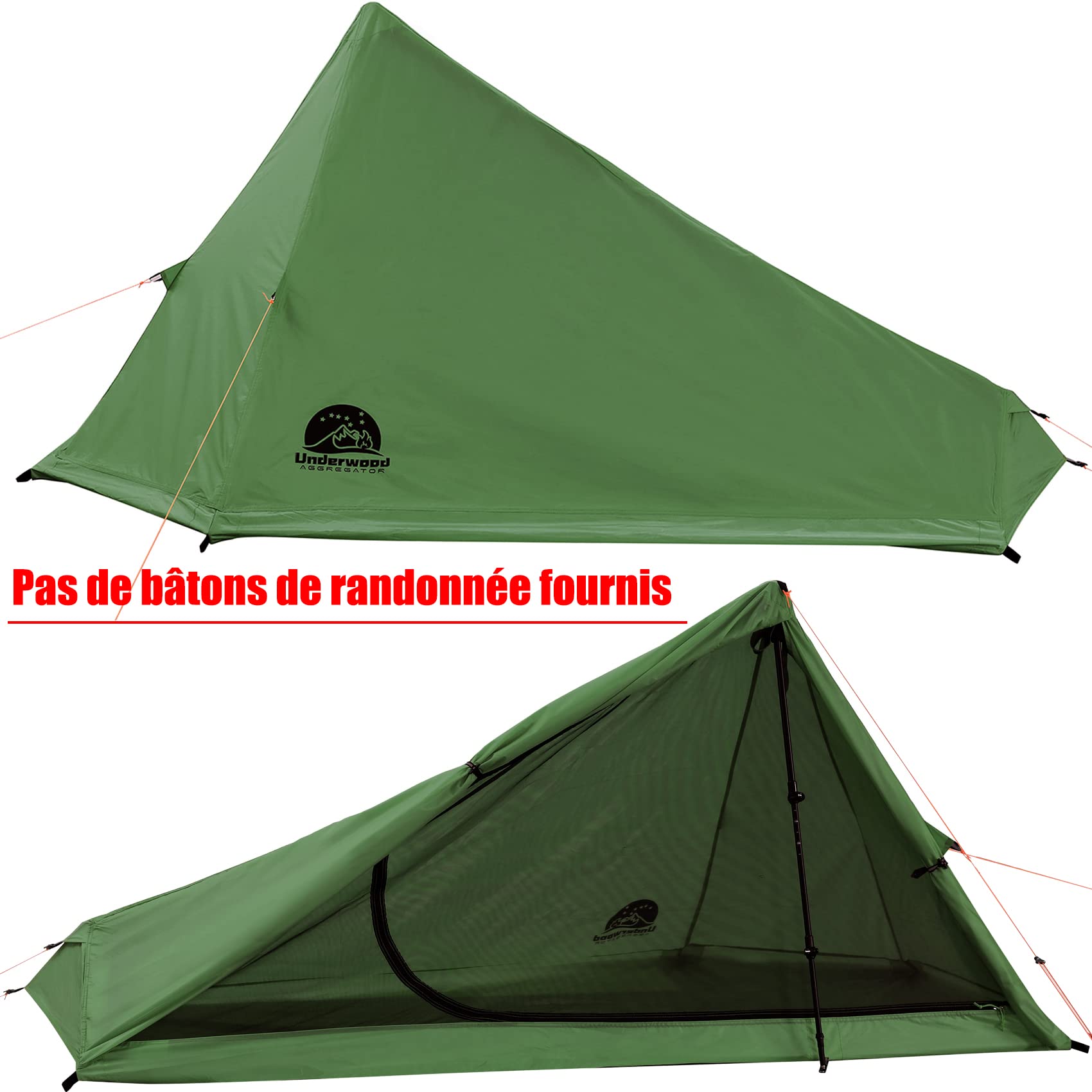 Tente de Camping Ultralégère pour 1 Personne - Tente de Trekking Imperméable et Compacte pour Vélo et Moto (Pas de Bâtons de Randonnée)