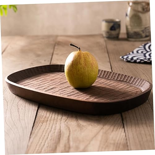 Miniatura 3 de SOLUSTRE 4pcs Walnut Snack Plate Wooden Breakfast Tray Wooden Food Dish Dried Fruit Snack Tray Rectangular Wooden Tray Bandejas Decorativas para