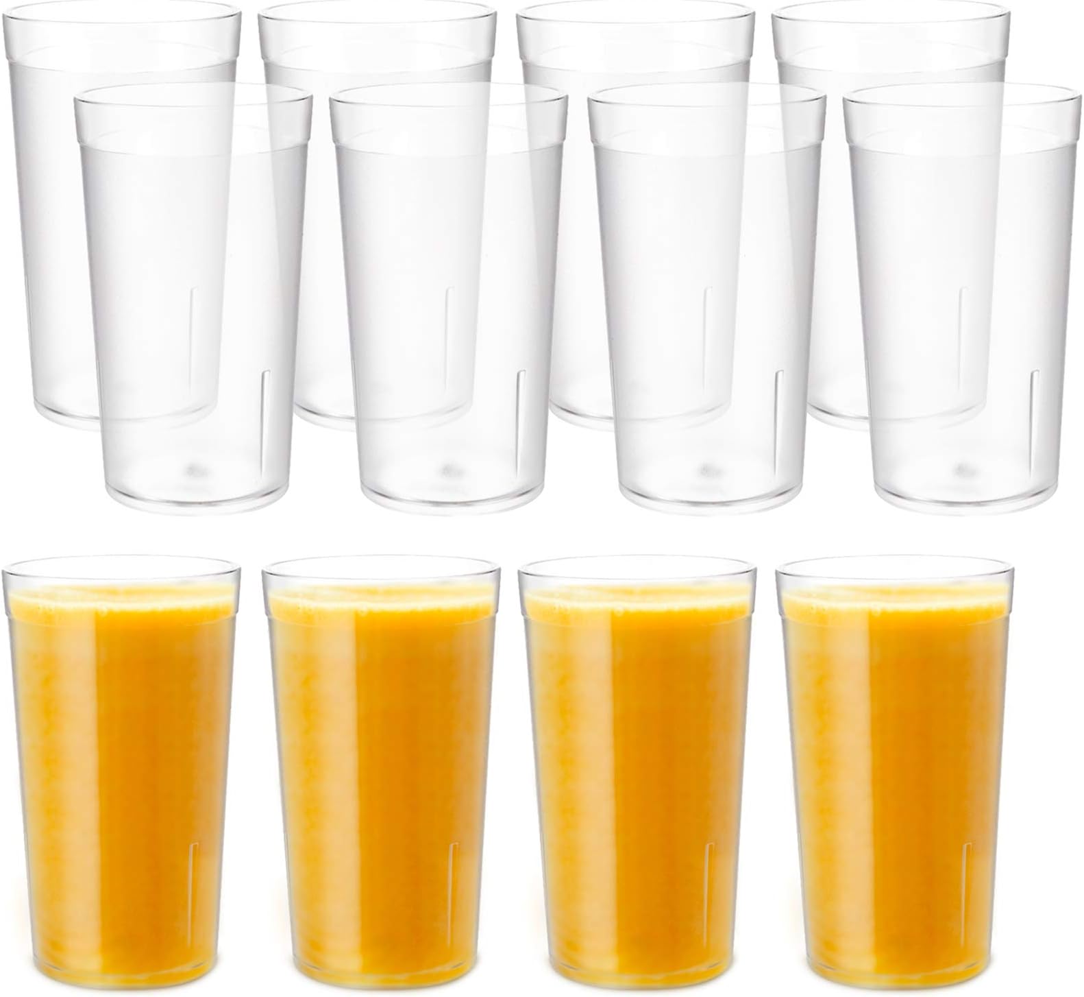 Lawei 12 Pack Plastic Drinking Glasses - 12 Oz Reusable Plastic Water Tumblers Unbreakable Beverage Cups for Home Kitchen Office (Clear)