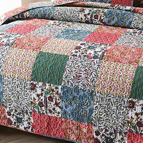 Visimisi Cotton Bedspread Quilt Sets Reversible Coverlet Sets Comforters Vintage Plaid Patchwork Bedspread (Birds Floral Pattern, Queen Size) #TOP4