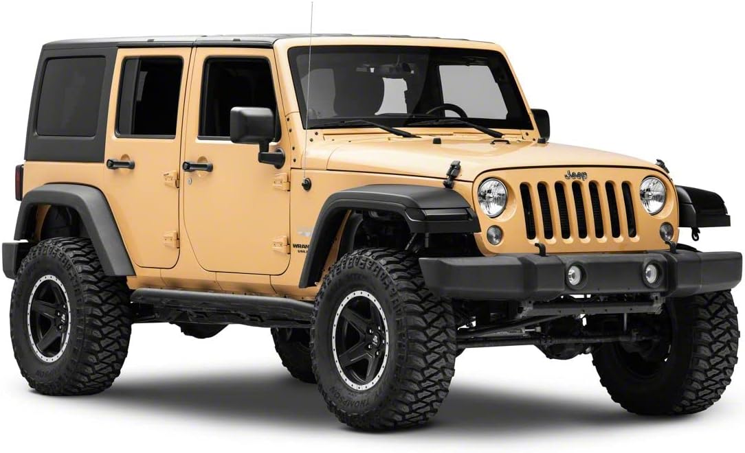 JL Style Front Fender Flares with Sequential Turn Signals | Matte Black PP Fender Flare Kit with LED Indicators & Road Debris Protection | Compatible with 2007-2018 Jeep Wrangler JK