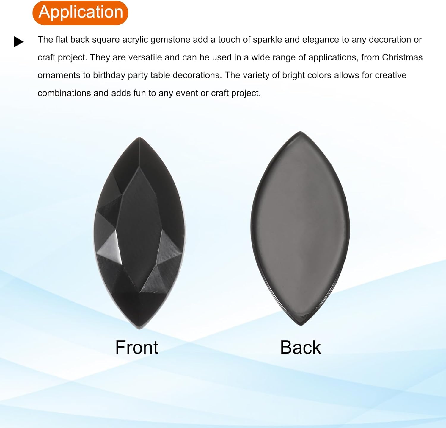 MECCANIXITY 50PCS Horse Eye Rhinestones 12x25mm, Flat Back Acrylic Gemstone Glitter Gems for DIY Crafts Bead Wedding Party Face Painting Jewelry Making, Black - Image 4