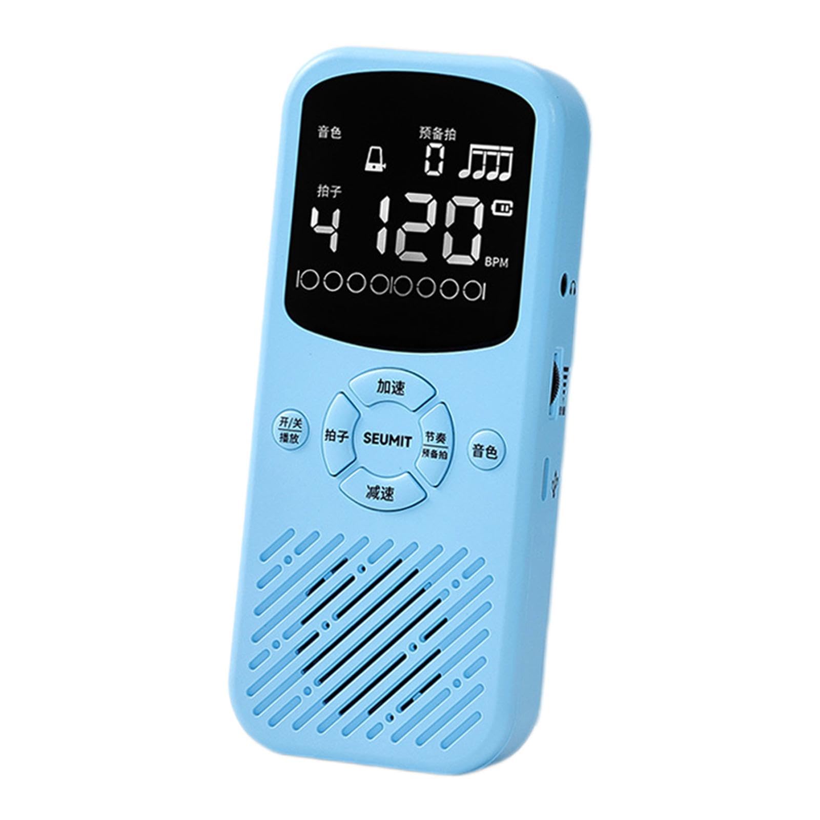 Metrónomo Electrónico Digital con Pantalla de Alta Definición, Volumen Ajustable, Múltiples Efectos de Sonido, Soporte Plegable, Ideal para Pianistas, Azul