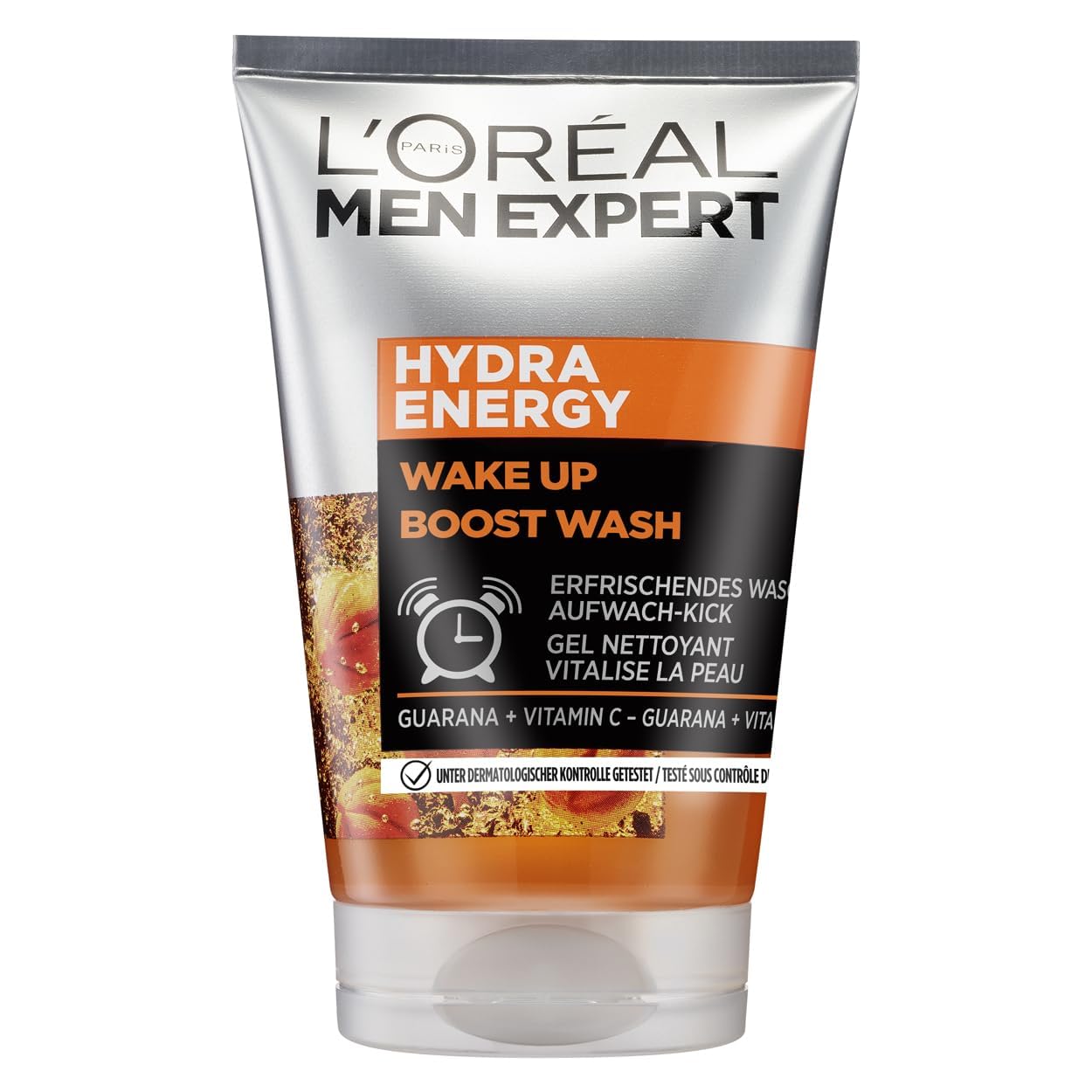 L'Oréal Men Expert Gesichtsreinigung gegen müde Haut für Männer, Erfrischendes Waschgel gegen Unreinheiten, Herren Cleanser für das Gesicht mit Guarana und Vitamin C, Hydra Energy, 1 x 100 ml