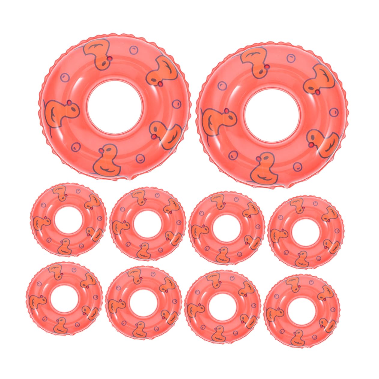 BESTonZON Mini Duck Swim Ring Ornaments 20pcs Set Inflatable Pool Drink Holder Miniature Swim Rings for Dollhouses and Beach Parties