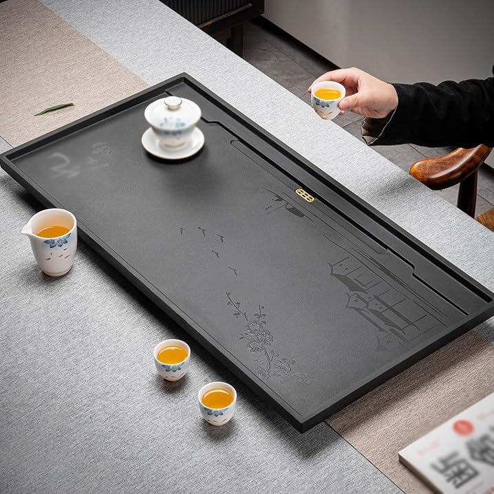 Taca na herbatę porcelanowa kamienna taca na herbatę prosty dom duża taca na herbatę, nowoczesny odpływ suchej herbaty stół do herbaty Sea Kung Fu Tea Tray zestaw do herbaty Gongfu