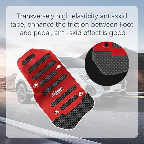 Miniatura 4 de Middrivr 3 pedales de acelerador de embrague de freno de aleación de aluminio, cubierta de pastillas de freno de transmisión manual automática de