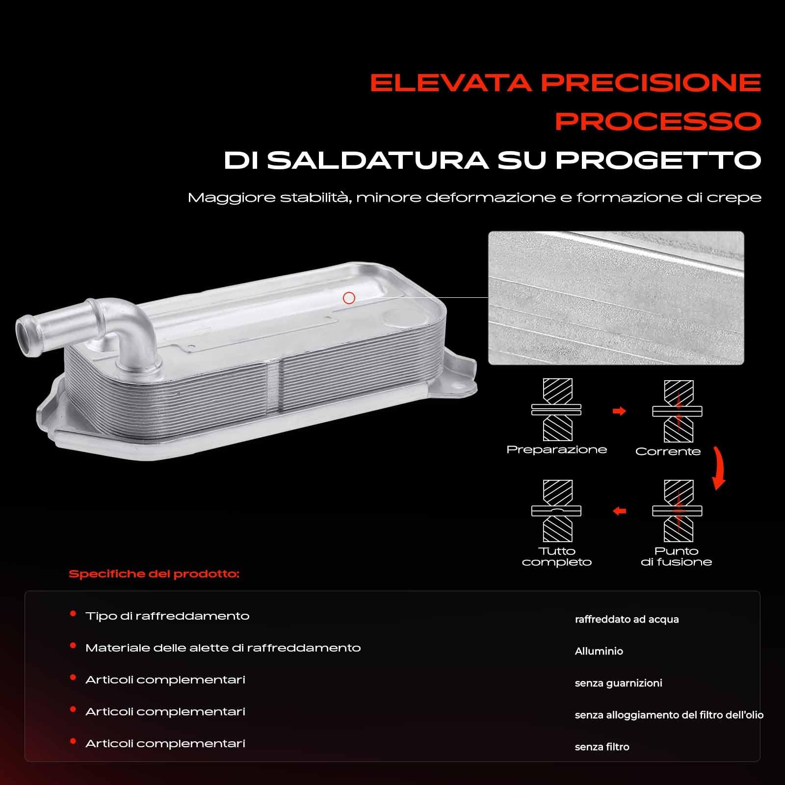 Frankberg Radiatore dell'olio Olio Motore Diesel Compatibile con R.A.V 4 IV A4 2.2L R.A.V 4 III A3 2.2L C.o.r.o.l.l.a Verso R1 ZER ZZE12 2.2L A.v.e.n.s.i.s Station Wagon T27 2.0L 157100R011
