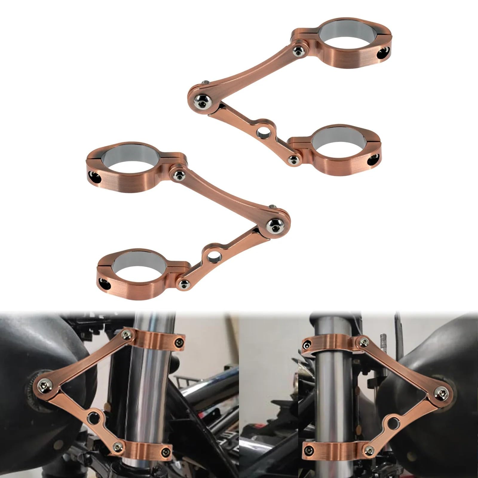 Motorcycle Black/Chrome/Bronze 39mm-41mm Headlight Bracket Mount Clamp Cafe Racer Fork Tube Holder Fit For Harley Dyna XL883 Glide Akcesoria(Headlight mount C)