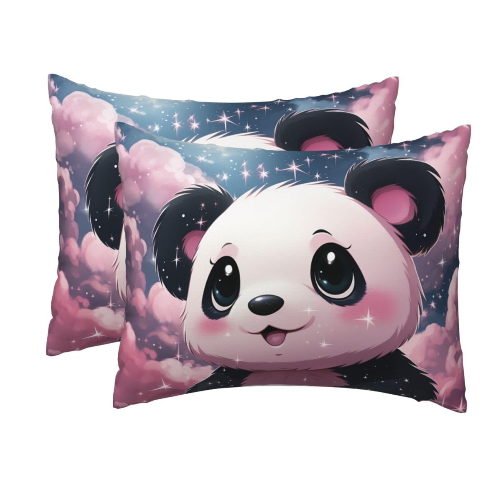 2 Pack Standard Pillow Cases with Hidden Zipper, Soft Breathable Pillow Covers for Hair and Skin, Pink Panda Pillowcases 20"x26" Bed Pillow Protectors Cover for Sleeping Gifts