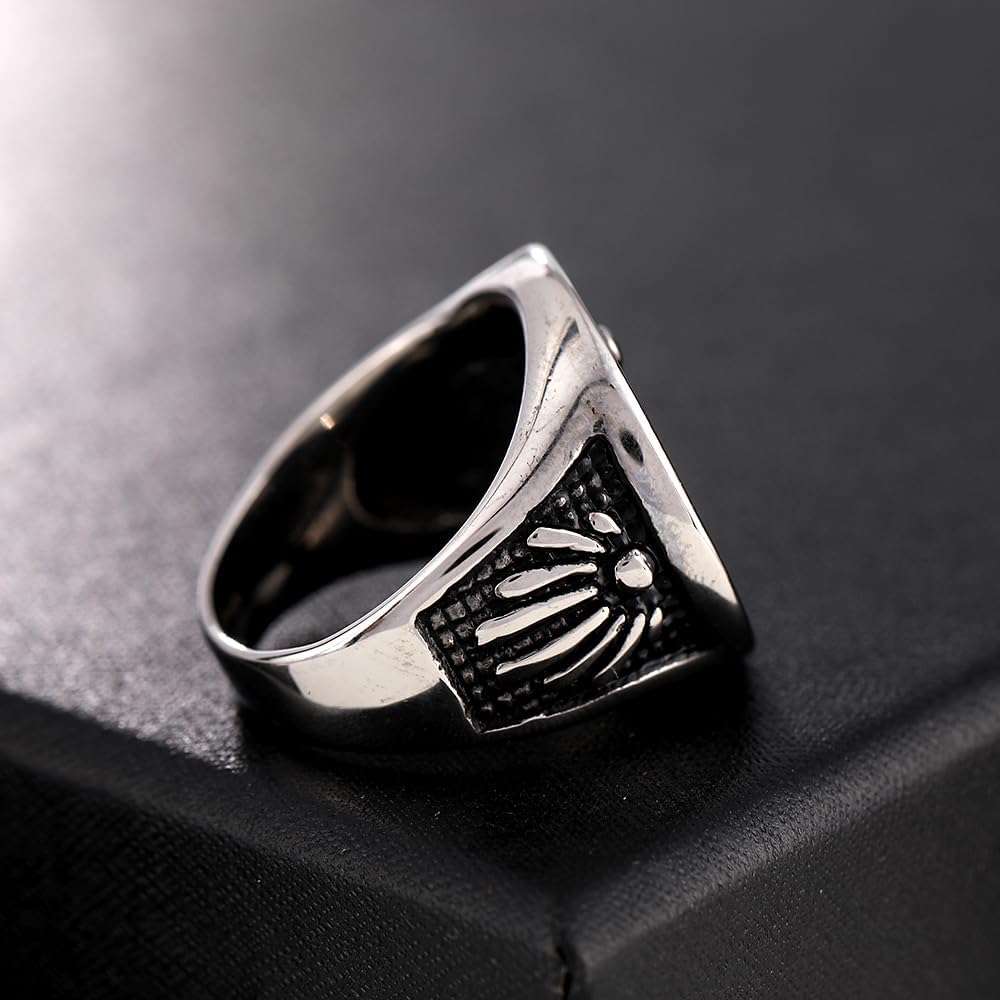 Men’s Stainless Steel Freemason Ring, Vintage Masonic Master Mason Rings, Free and Accepted Masons Signet Band - Image 3