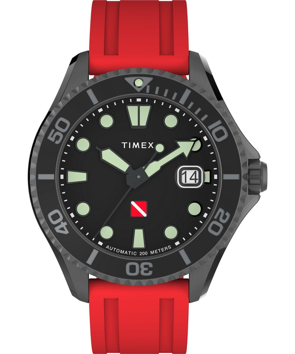 Timex Reloj analógico automático para Hombre con Correa de Goma Tiburón