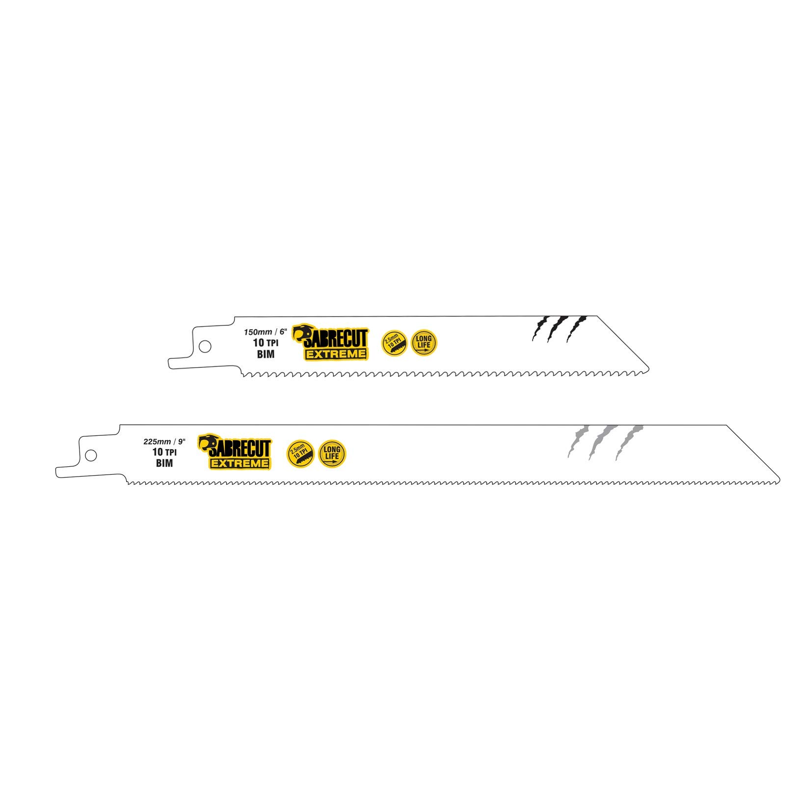 2 x SabreCut SCRSK2HF 150 mm 225 mm 10 TPI S922HF S1122HF Lames de scie sabre à coupe rapide pour bois et métal compatibles avec