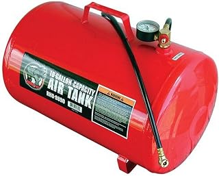 ATD Tools 9890 10 Gallon Portable Air Tank - 125 PSI Heavy Duty Steel with Gauge Hose for Remote Jobs