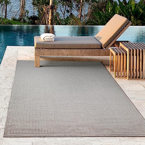 the carpet Toulouse - In- und Outdoor Teppich für Wohnzimmer und Küche - Pflegeleicht, Wasserabweisend, Robust und Strapazierfähig, Grau, 80 x 150 cm