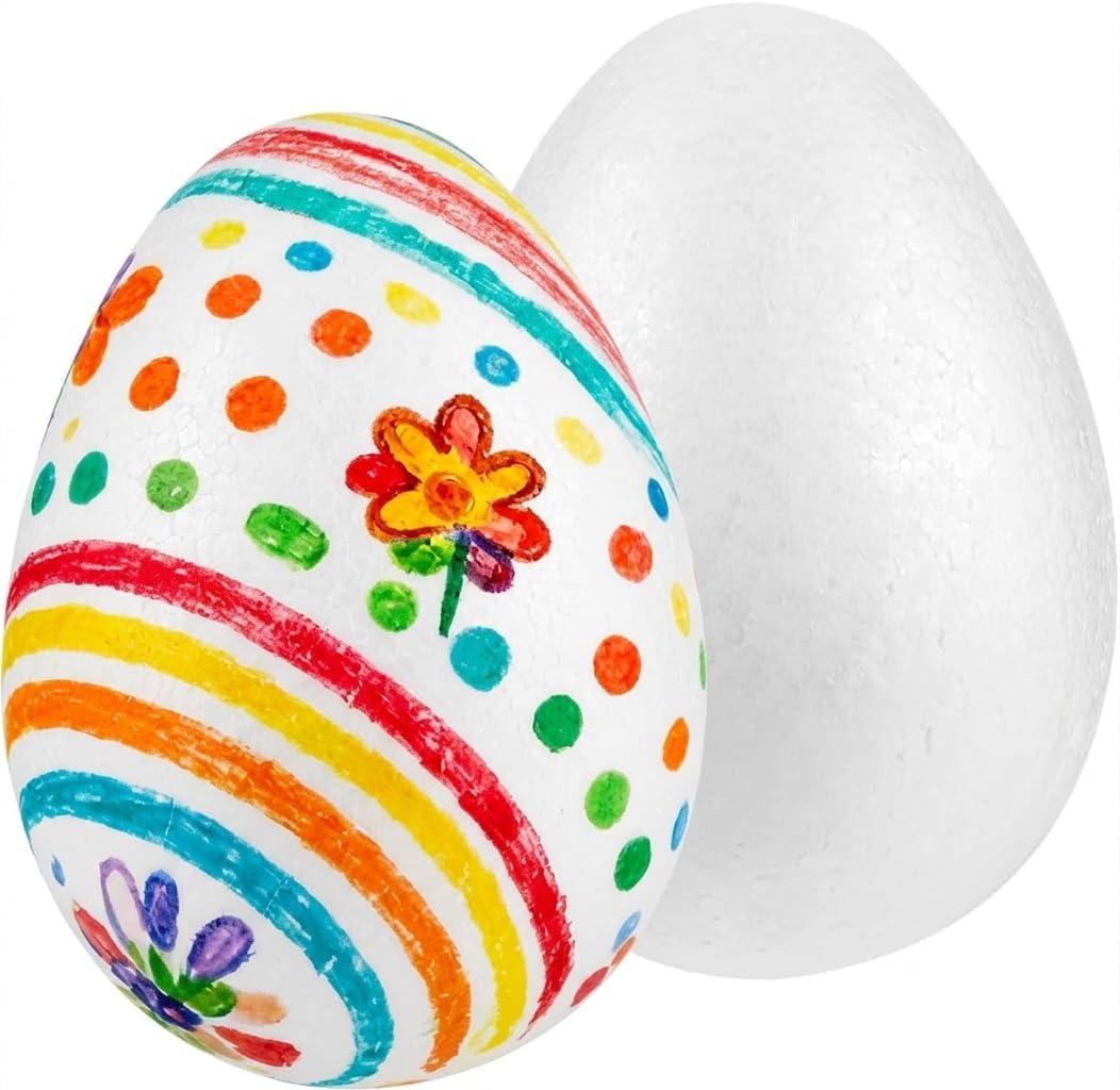 Toddmomy 2Pcs 8 Inch Large White Foam Eggs for Crafts DIY Painting, Smooth Polystyrene Egg Foam Shapes for Easter Decorations, School Projects and Holiday Ornaments