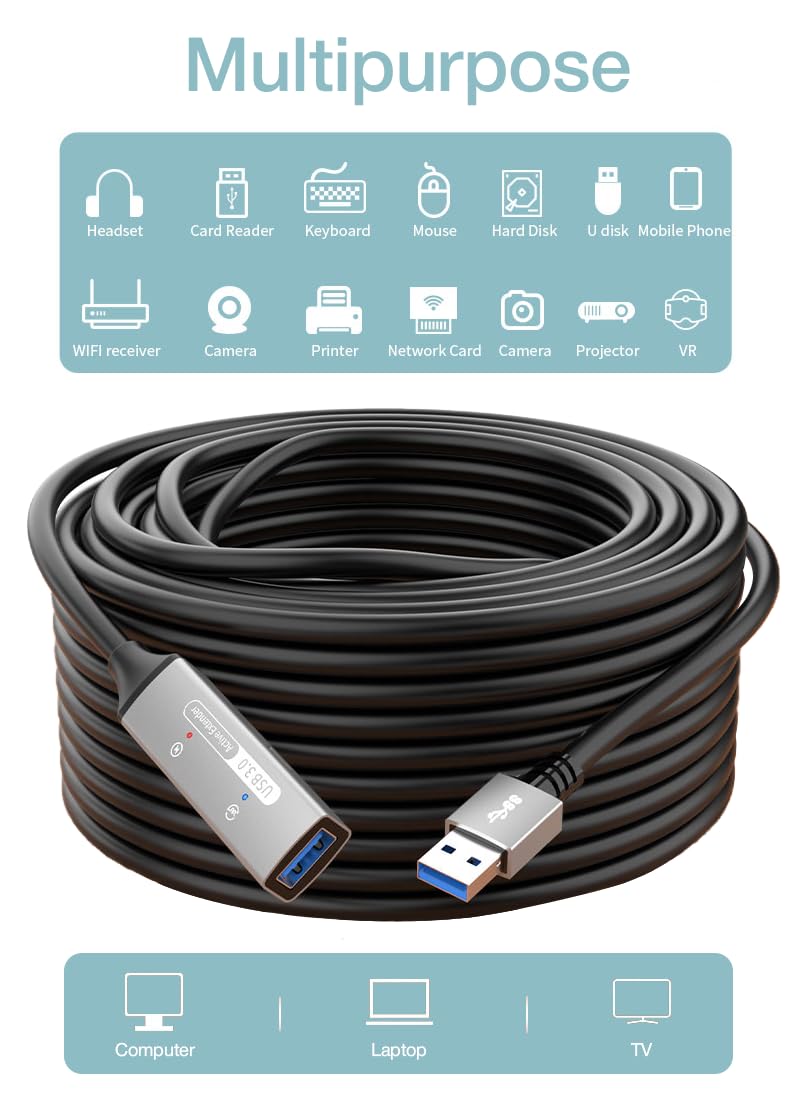 PremiumCord Aktives USB Verlängerungskabel mit Repeater 20m – Bild 3