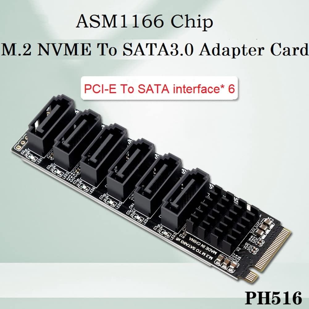 2 x M.2 MKEY PCI-E Riser karta M.2 NVME do SATA3.0 PCIE do portu 6 Gpbsx6 rozszerzenie karta ASM1166 obsługuje funkcję PM