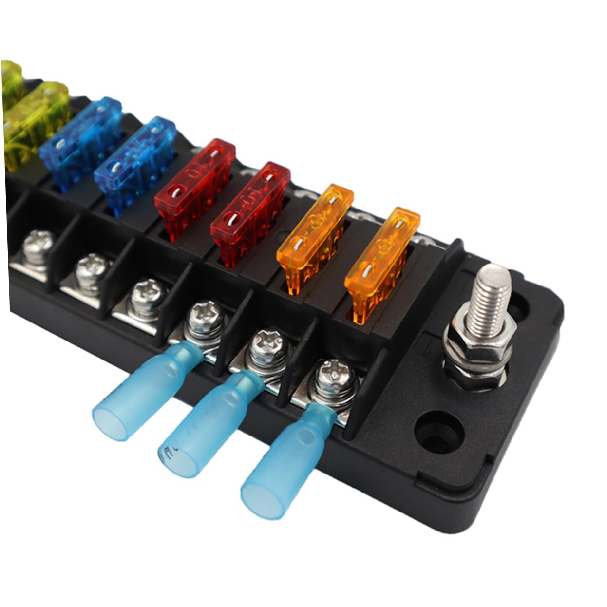Way Car Fuse Box Holder with Transparent Cover Screws and Fuses for Vehicles Boats and Use