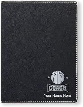 Small Portfolio Notepad, Basketball Coach, Personalized Engraving Included Black