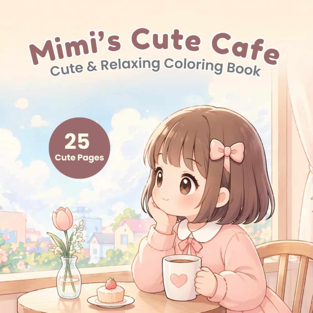 Mimi’s Cute Café Coloring Book: Cozy Café Moments for Relaxation – 25 Simple and Adorable Pages for Stress Relief (Mimi Coloring Series)