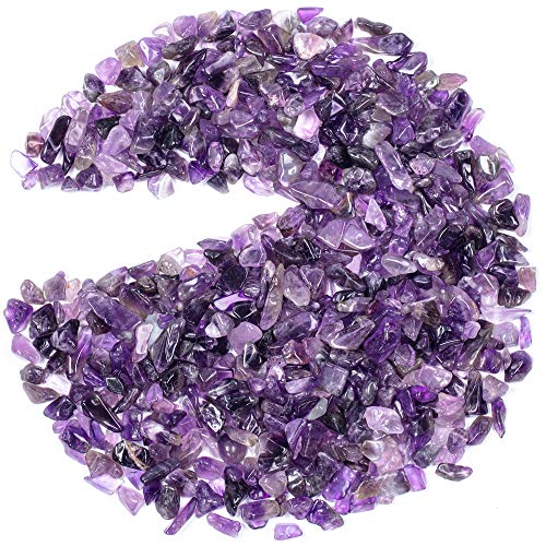 Unihom Amethyst Tumbled Chips Stone Crushed Crystal Quartz Irregular Shaped Stones for Home Decorative Stones Vases Plants Succulents Cactus 1 Pound (About 460 Gram)