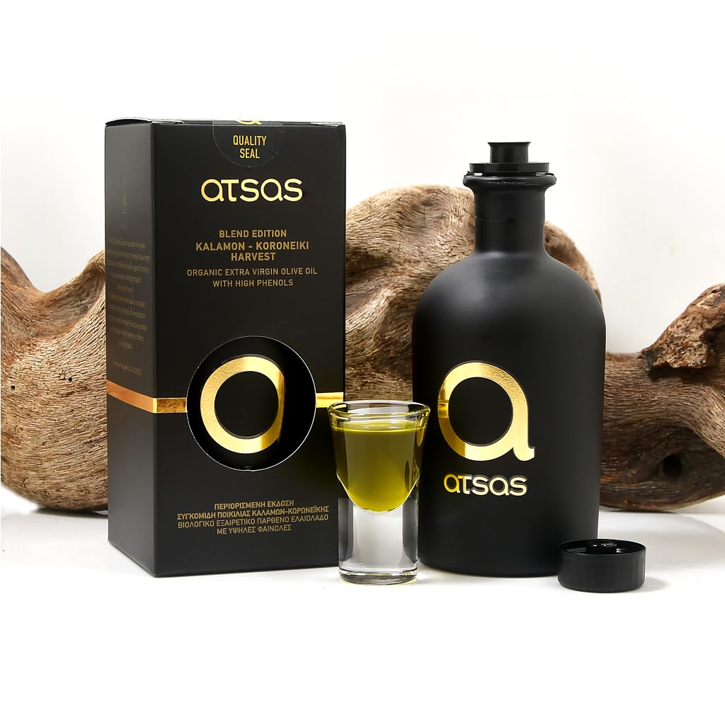 Atsas Organic Extra Virgin Olive Oil Extremely High Phenolic | Gold Blend Edition | Unfiltered Rich in Health-Boosting Phenols | Cold Pressed |Limited Quantity 400 Pieces | 250ml