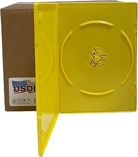 USDISC DVD Cases Slimline 7mm Premium, Single 1 Disc, Yellow, Pack of 10