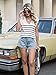 ETCYY Womens Summer Sweaters Cap Sleeve Tops 2025 Trendy Sleeveless Vest Striped Colorblock Knit V Neck Short Sleeve Shirts,Stripe White,Large