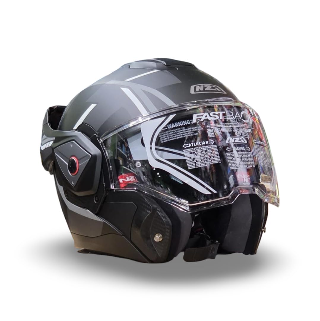 NZI Casco Modular NZI Fastback Shadow Duo 180º Negro Mate Gris Abatible con Visor Solar - Unisex Hombre y Mujer - Homologado P/J ECE 22.06 Talla M