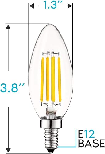 Miniatura 4 de LUXRITE Bombilla LED vintage de candelabro equivalente a 60 W, 550 lúmenes, 3000 K blanco suave, bombillas LED de araña de 5 W, regulables, vidrio