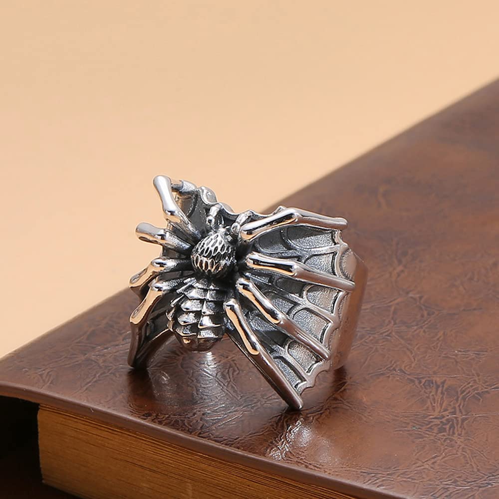 Anillos punk de araña para hombre y mujer, diseño en 3D, estilo gótico, hip pop, motociclista, anillo abierto ajustable, chapado en plata, estilo dominante, regalos para mejor amiga, novio, cumpleaños 5