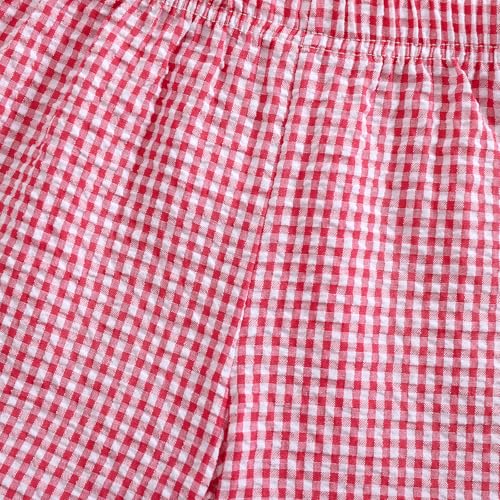 Kids Toddler Boys Girls Gingham/Seersucker Shorts Elastic Waist Plaid/Striped Elastic Waist Shorts Pants Bottoms4